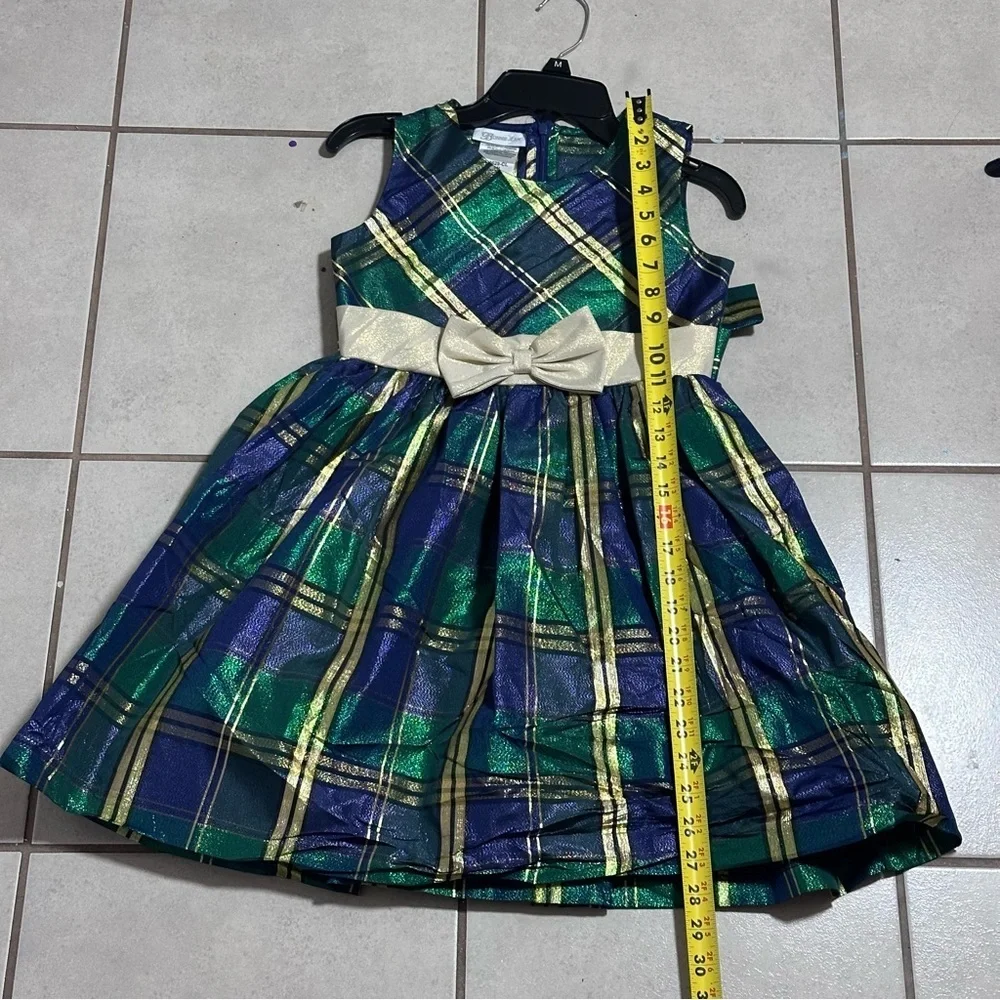 Bonnie Jean Kids Girls Green/Blue Sleeveless Holiday Christmas Dress size‎ 10.